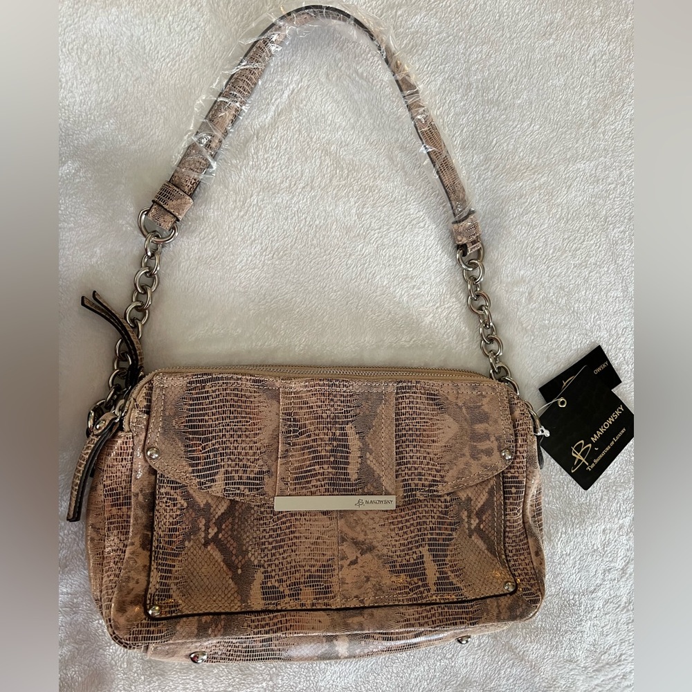 NEW B Makowsky Snakeskin Boho bag